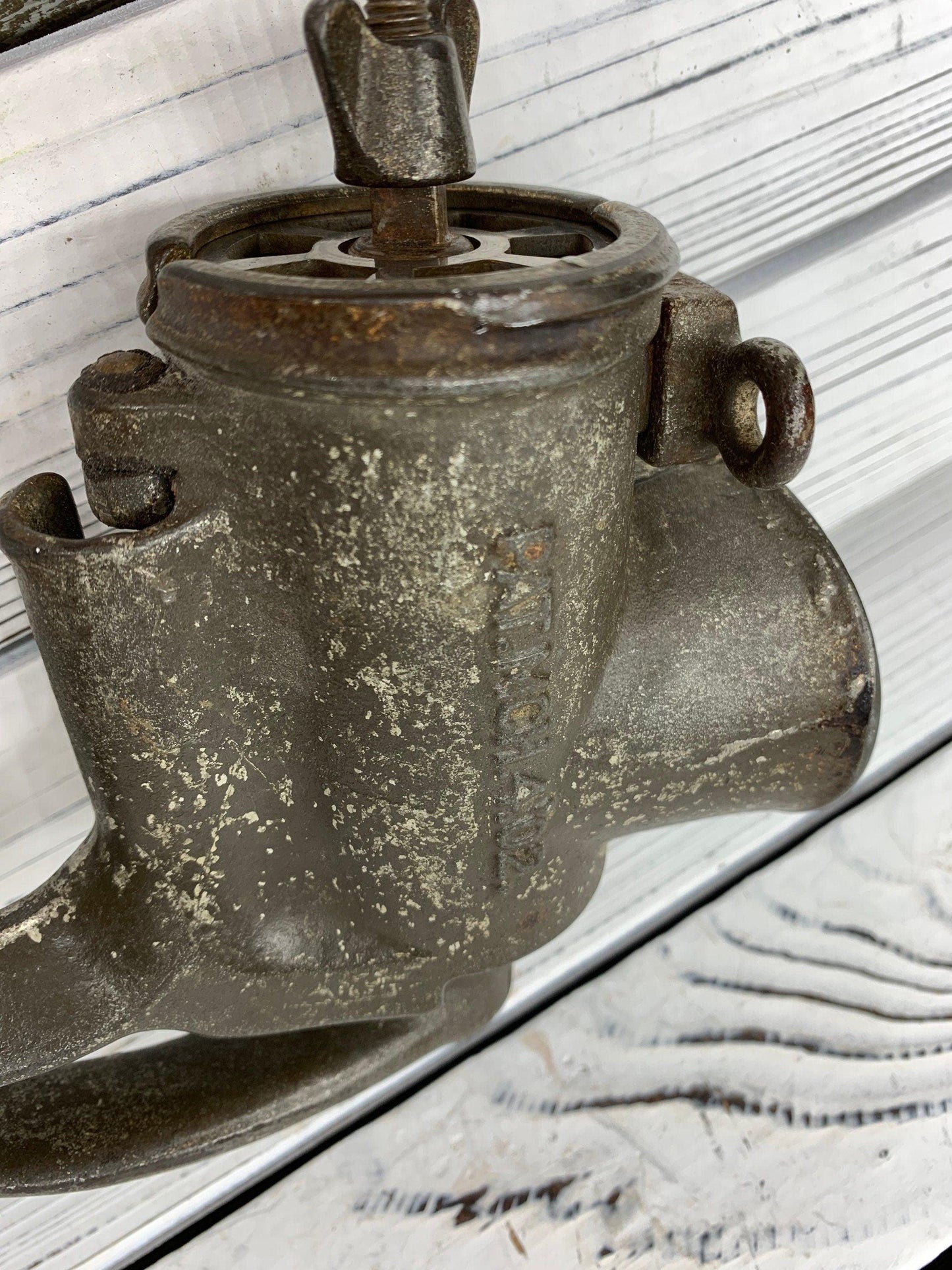 Vintage Meat Grinder, Antique Russwin No 1 Metal Kitchen Gadget, 1950s Kitchen, MCM Mid Century Modern -Located at Funkyhouse Vintage Antique Store, Weiser Idaho