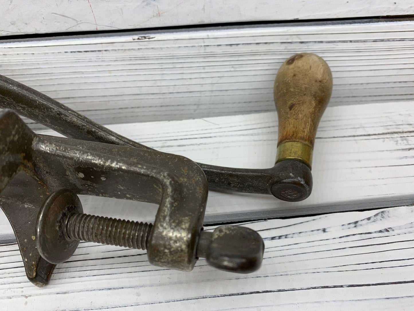 Vintage Meat Grinder, Antique Russwin No 1 Metal Kitchen Gadget, 1950s Kitchen, MCM Mid Century Modern -Located at Funkyhouse Vintage Antique Store, Weiser Idaho