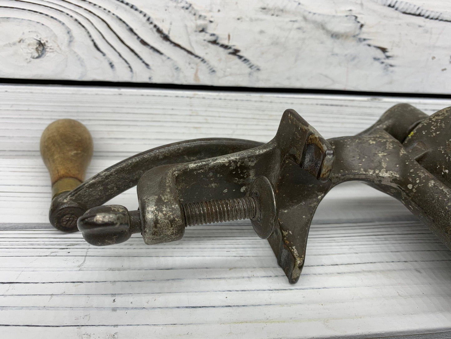 Vintage Meat Grinder, Antique Russwin No 1 Metal Kitchen Gadget, 1950s Kitchen, MCM Mid Century Modern -Located at Funkyhouse Vintage Antique Store, Weiser Idaho