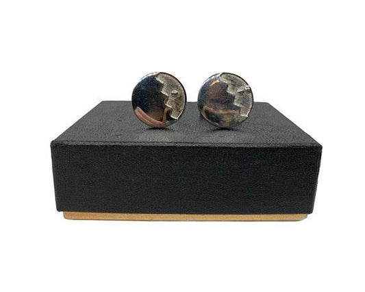Vintage Mens Cufflinks, Silver Colored Simple Cuff Links For Men -Located at Funkyhouse Vintage Antique Store, Weiser Idaho