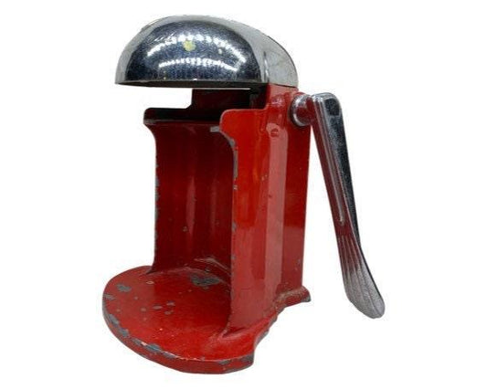 Vintage Metal Juicer, Juice O Mat Manual Red Juicer, 1950s Retro Kitchen Decor -Located at Funkyhouse Vintage Antique Store, Weiser Idaho