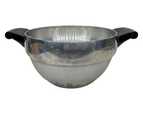 Vintage Metal Mixing Bowl With Plastic Handles on Each Side, Medium Serving Bowl -Located at Funkyhouse Vintage Antique Store, Weiser Idaho