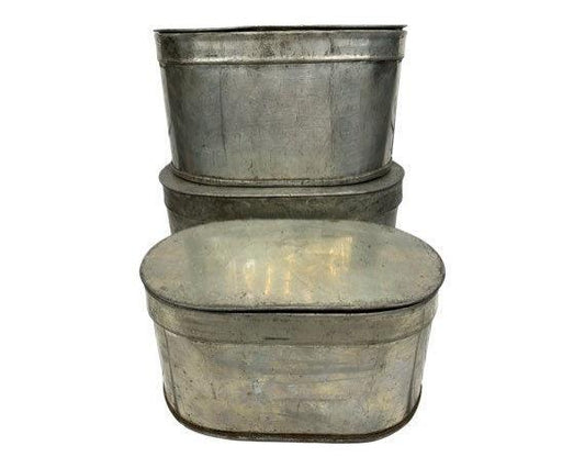 Vintage Military Mess Kit, Three Nesting Metal Containers, Army, Navy, Marine Meal Boxes -Located at Funkyhouse Vintage Antique Store, Weiser Idaho