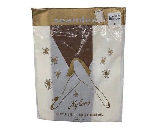 Vintage Pantyhose Garter Stockings, Seamless Stockings, Sheer Brown Hosiery -Located at Funkyhouse Vintage Antique Store, Weiser Idaho