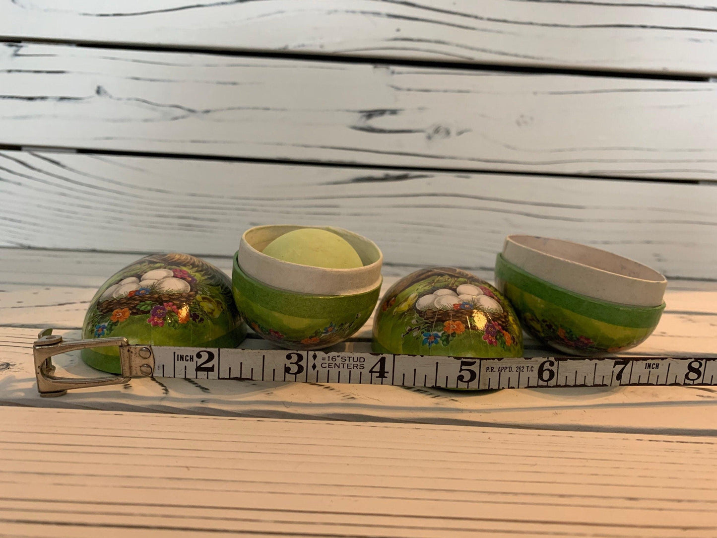 Vintage Paper Mache Easter Eggs, Set of Two, Made in Germany, Rooster Cardboard Home Decor -Located at Funkyhouse Vintage Antique Store, Weiser Idaho