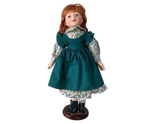 Vintage Porcelain Doll, Anne of Green Gable Red Hair and Green Dress -Located at Funkyhouse Vintage Antique Store, Weiser Idaho