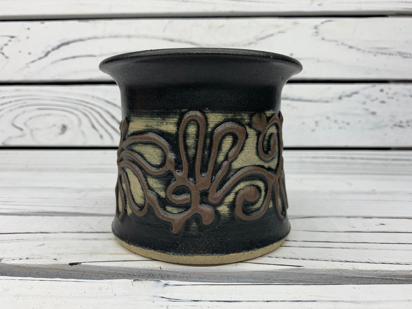 Vintage Pottery Vase Circa 1960s 1970s, Larry Parker Abstract Ceramic Art -Located at Funkyhouse Vintage Antique Store, Weiser Idaho