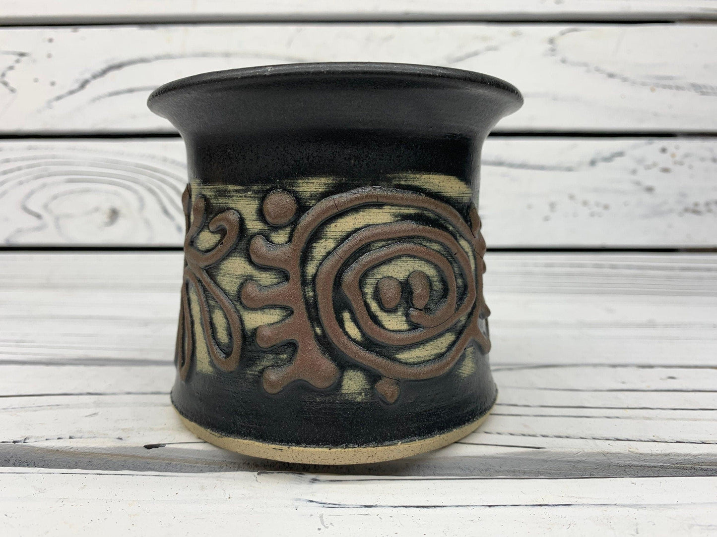 Vintage Pottery Vase Circa 1960s 1970s, Larry Parker Abstract Ceramic Art -Located at Funkyhouse Vintage Antique Store, Weiser Idaho