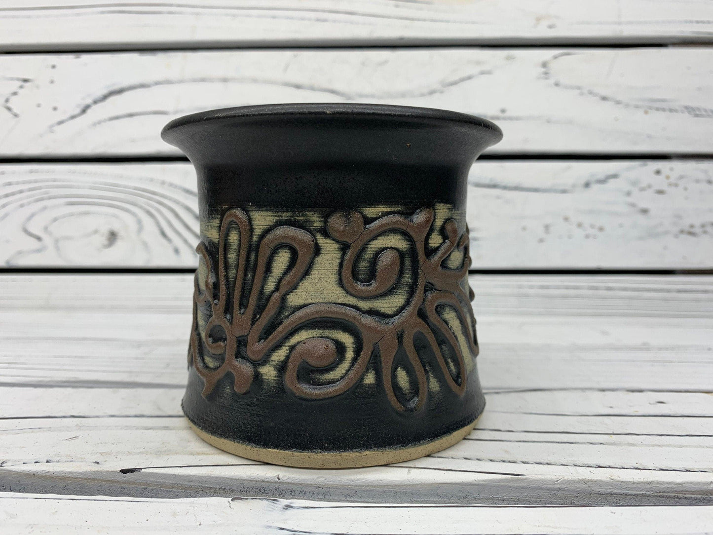 Vintage Pottery Vase Circa 1960s 1970s, Larry Parker Abstract Ceramic Art -Located at Funkyhouse Vintage Antique Store, Weiser Idaho
