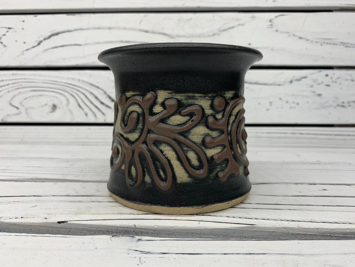 Vintage Pottery Vase Circa 1960s 1970s, Larry Parker Abstract Ceramic Art -Located at Funkyhouse Vintage Antique Store, Weiser Idaho