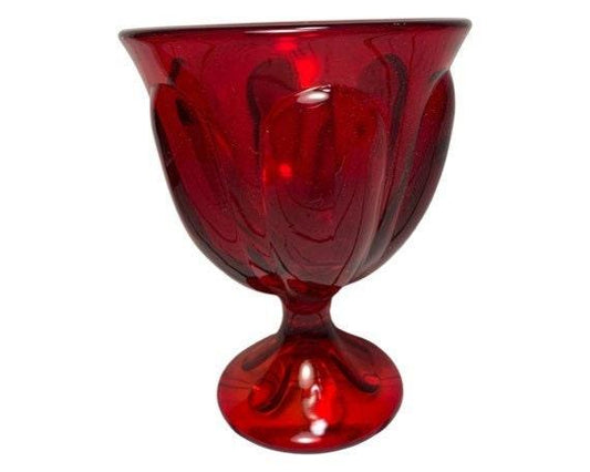Vintage Red Goblet, Glass Cup in Ruby Red with Design, Vintage Red Decor -Located at Funkyhouse Vintage Antique Store, Weiser Idaho