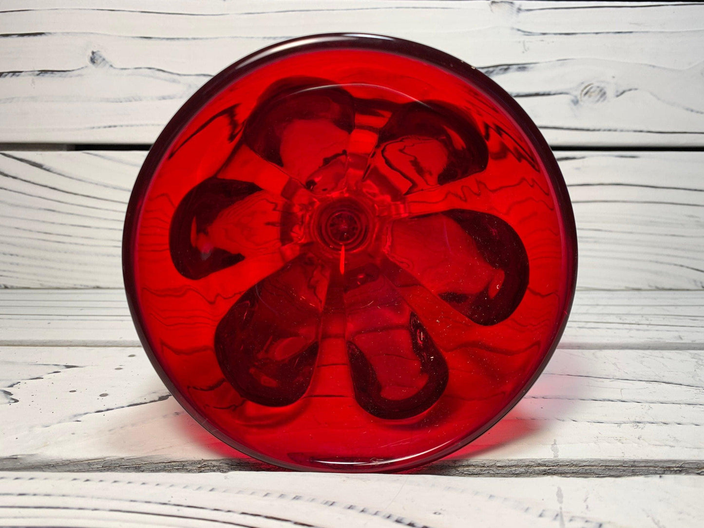 Vintage Red Goblet, Glass Cup in Ruby Red with Design, Vintage Red Decor -Located at Funkyhouse Vintage Antique Store, Weiser Idaho