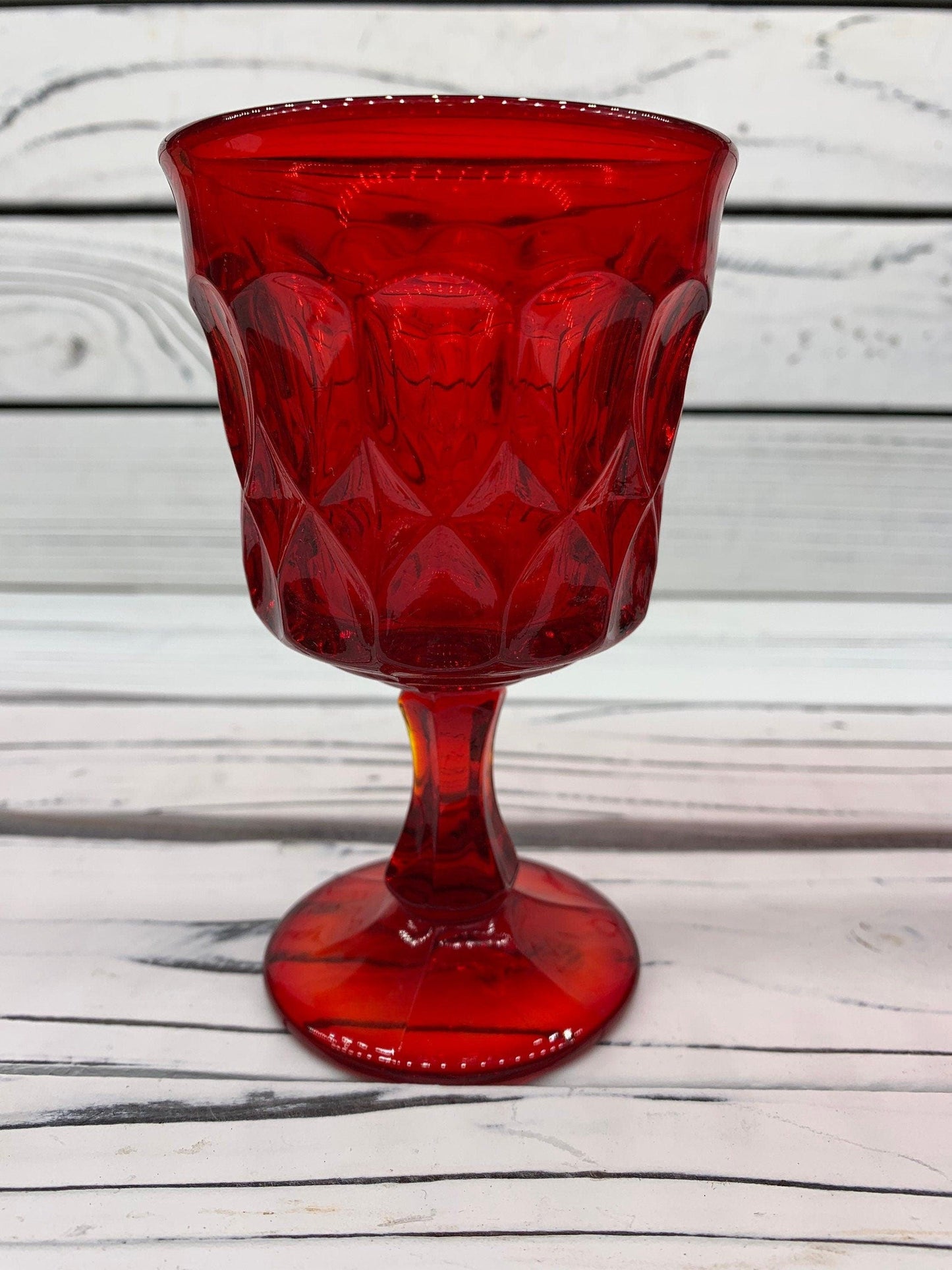 Vintage Red Goblets, Lot of 4 Ruby Red Cups With Design, Vintage Red Kitchen Decor, Country Farmhouse -Located at Funkyhouse Vintage Antique Store, Weiser Idaho