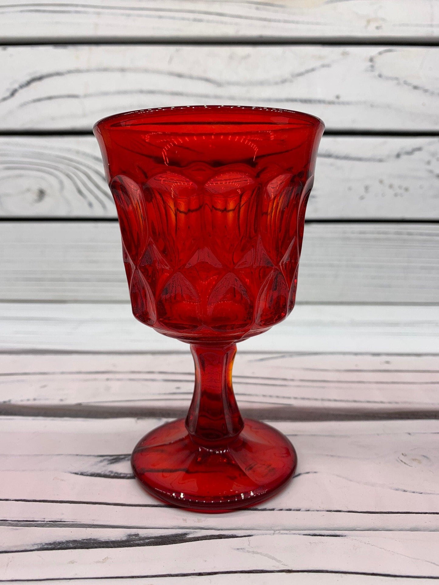 Vintage Red Goblets, Lot of 4 Ruby Red Cups With Design, Vintage Red Kitchen Decor, Country Farmhouse -Located at Funkyhouse Vintage Antique Store, Weiser Idaho