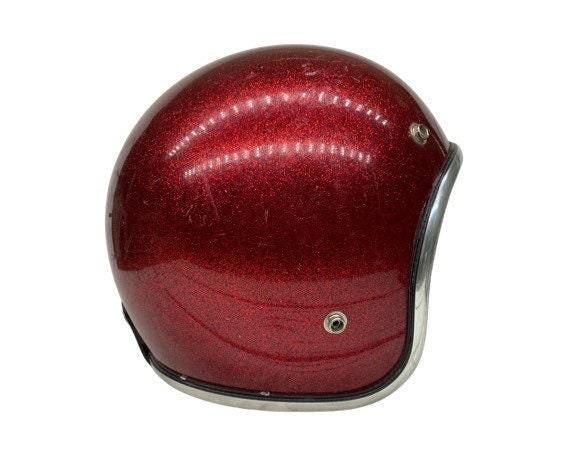 Vintage Red Sparkly Motorcycle Helmet, America 60s 70s Helmet by Arthur Fulmer, AF 40 -Located at Funkyhouse Vintage Antique Store, Weiser Idaho
