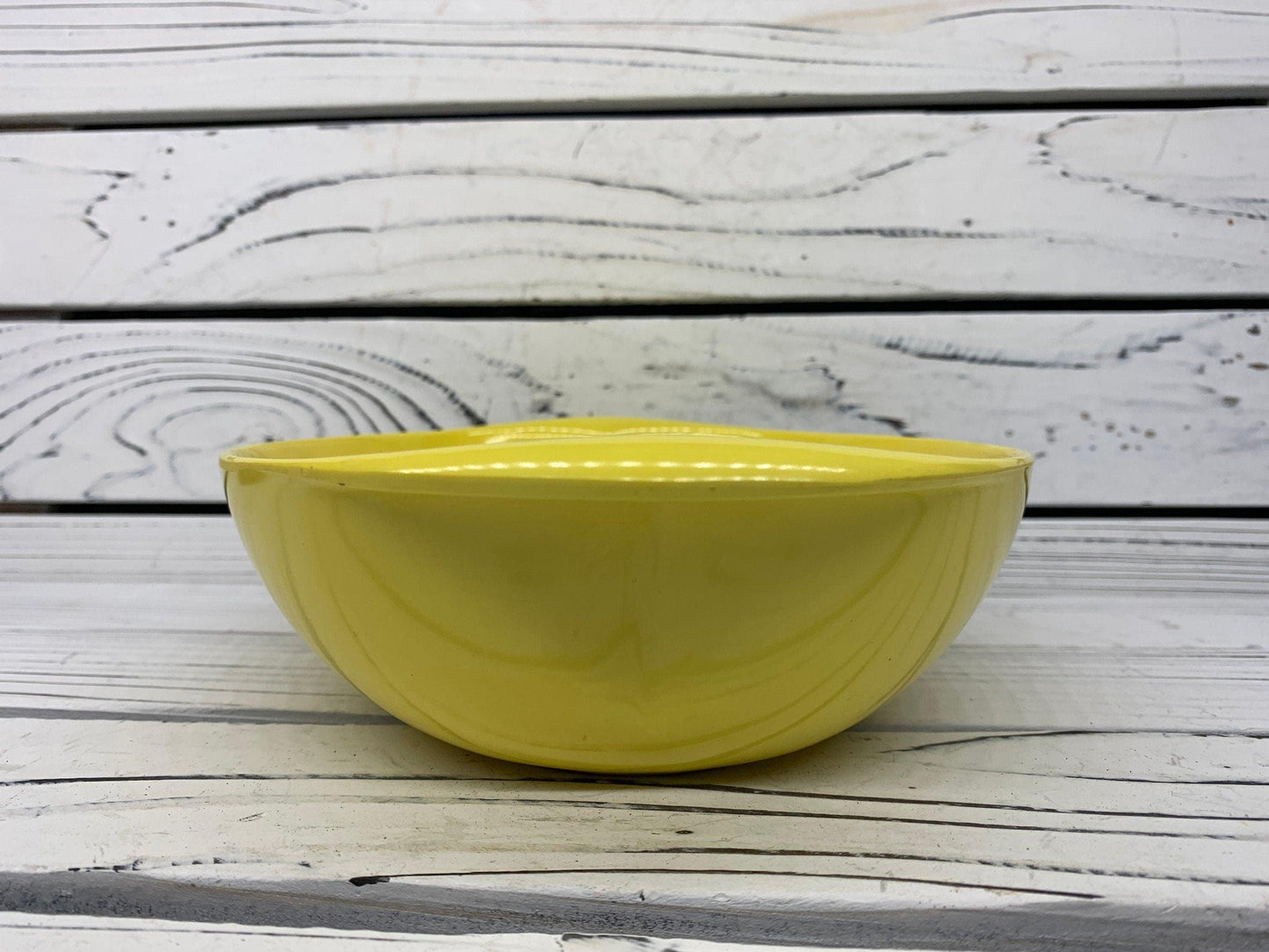 Vintage Serving Bowl By Lenox Ware, Yellow Plastic Mid Century Bowl, 1950s Retro Kitchen -Located at Funkyhouse Vintage Antique Store, Weiser Idaho