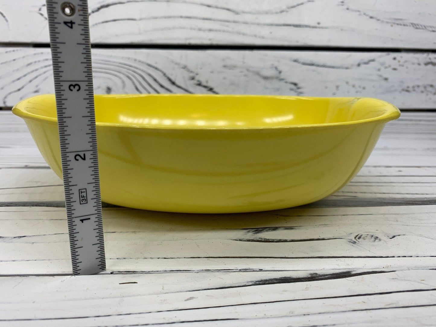 Vintage Serving Bowl By Lenox Ware, Yellow Plastic Mid Century Bowl, 1950s Retro Kitchen -Located at Funkyhouse Vintage Antique Store, Weiser Idaho