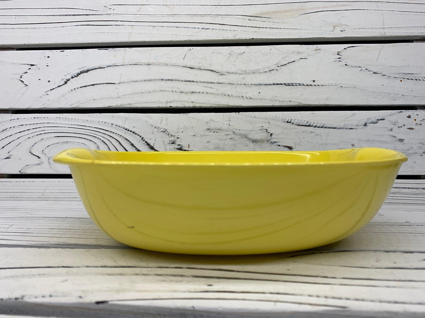 Vintage Serving Bowl By Lenox Ware, Yellow Plastic Mid Century Bowl, 1950s Retro Kitchen -Located at Funkyhouse Vintage Antique Store, Weiser Idaho