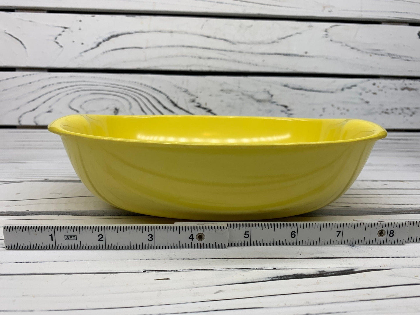 Vintage Serving Bowl By Lenox Ware, Yellow Plastic Mid Century Bowl, 1950s Retro Kitchen -Located at Funkyhouse Vintage Antique Store, Weiser Idaho