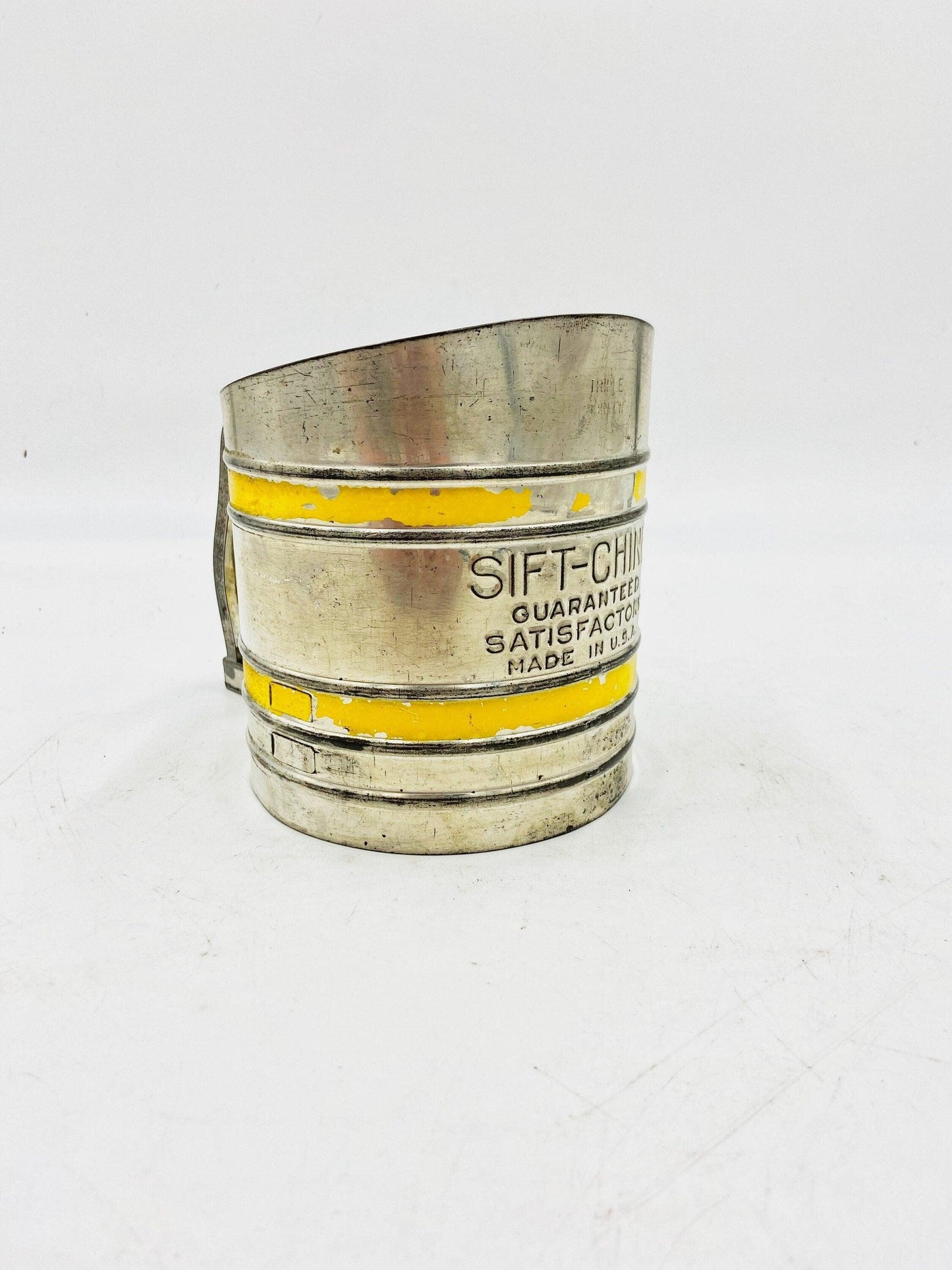 Vintage Silver And Yellow Metal Sifter Made By Sift-Chine In The USA -Located at Funkyhouse Vintage Antique Store, Weiser Idaho