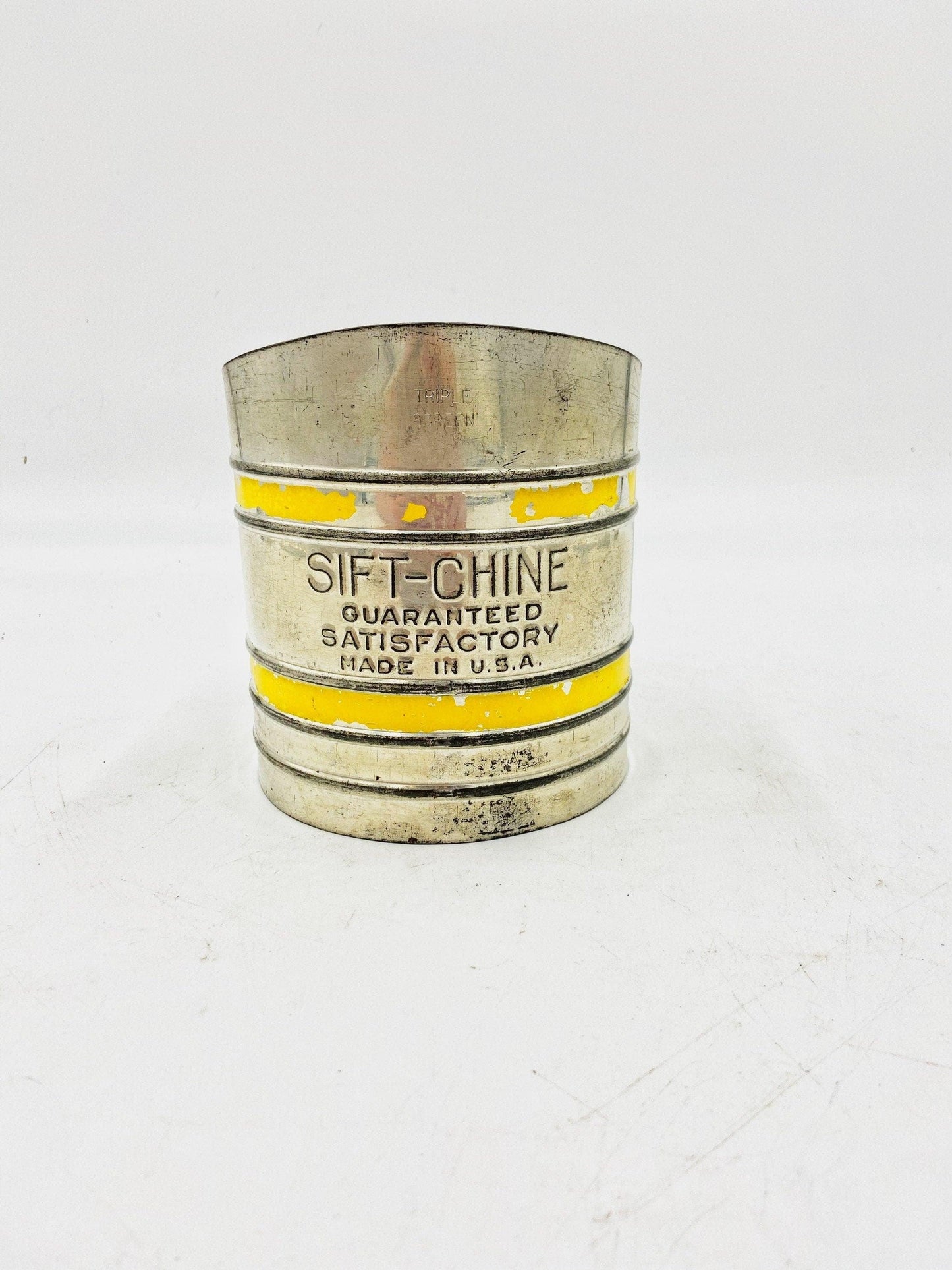 Vintage Silver And Yellow Metal Sifter Made By Sift-Chine In The USA -Located at Funkyhouse Vintage Antique Store, Weiser Idaho