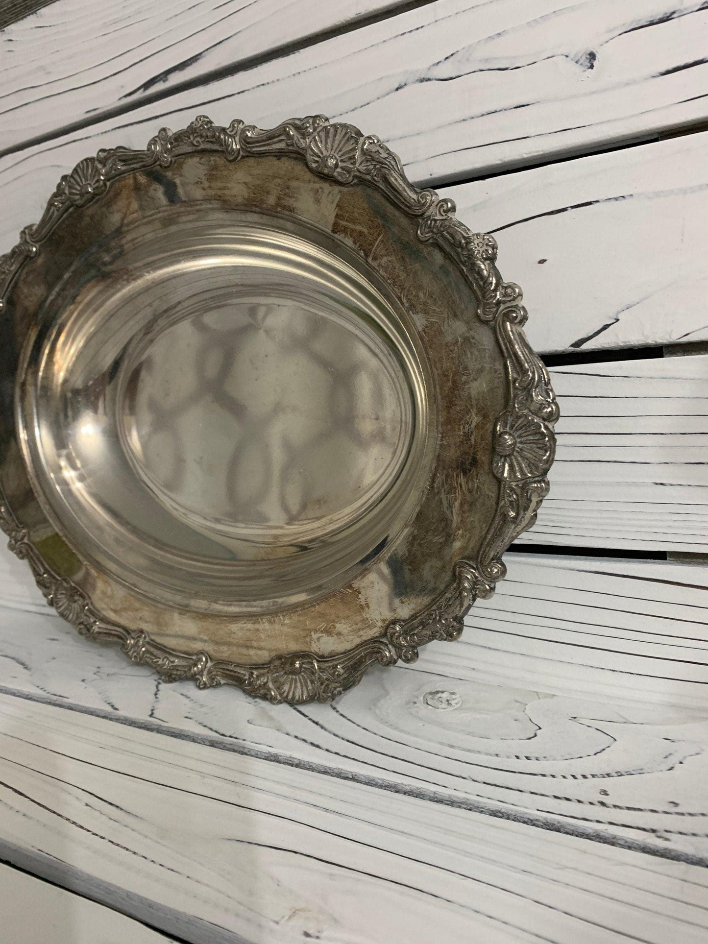 Vintage Silver Serving Platter, Silver Entertaining Plate -Located at Funkyhouse Vintage Antique Store, Weiser Idaho