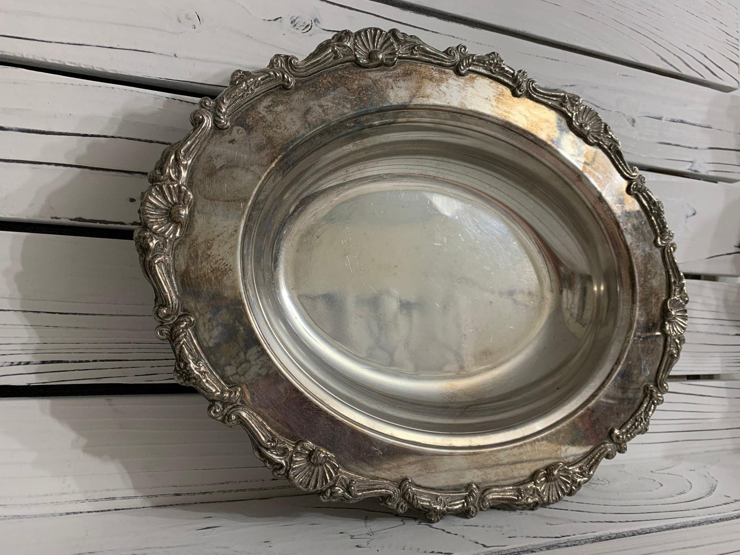 Vintage Silver Serving Platter, Silver Entertaining Plate -Located at Funkyhouse Vintage Antique Store, Weiser Idaho
