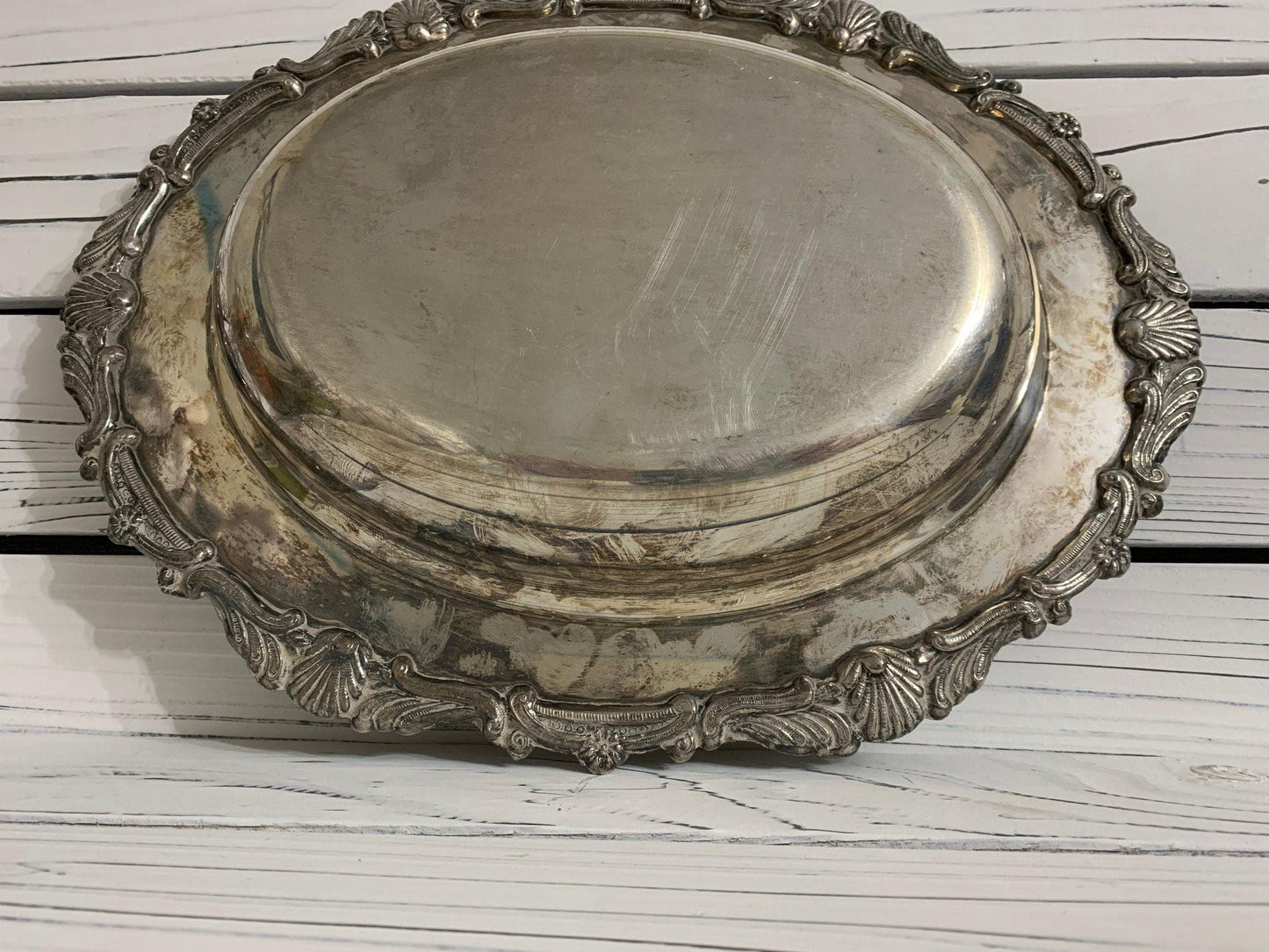 Vintage Silver Serving Platter, Silver Entertaining Plate -Located at Funkyhouse Vintage Antique Store, Weiser Idaho