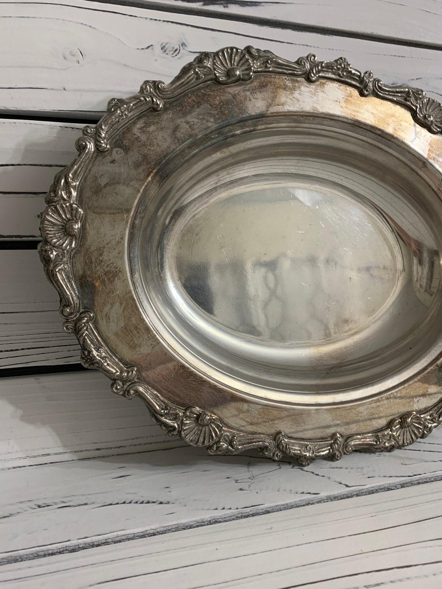 Vintage Silver Serving Platter, Silver Entertaining Plate -Located at Funkyhouse Vintage Antique Store, Weiser Idaho