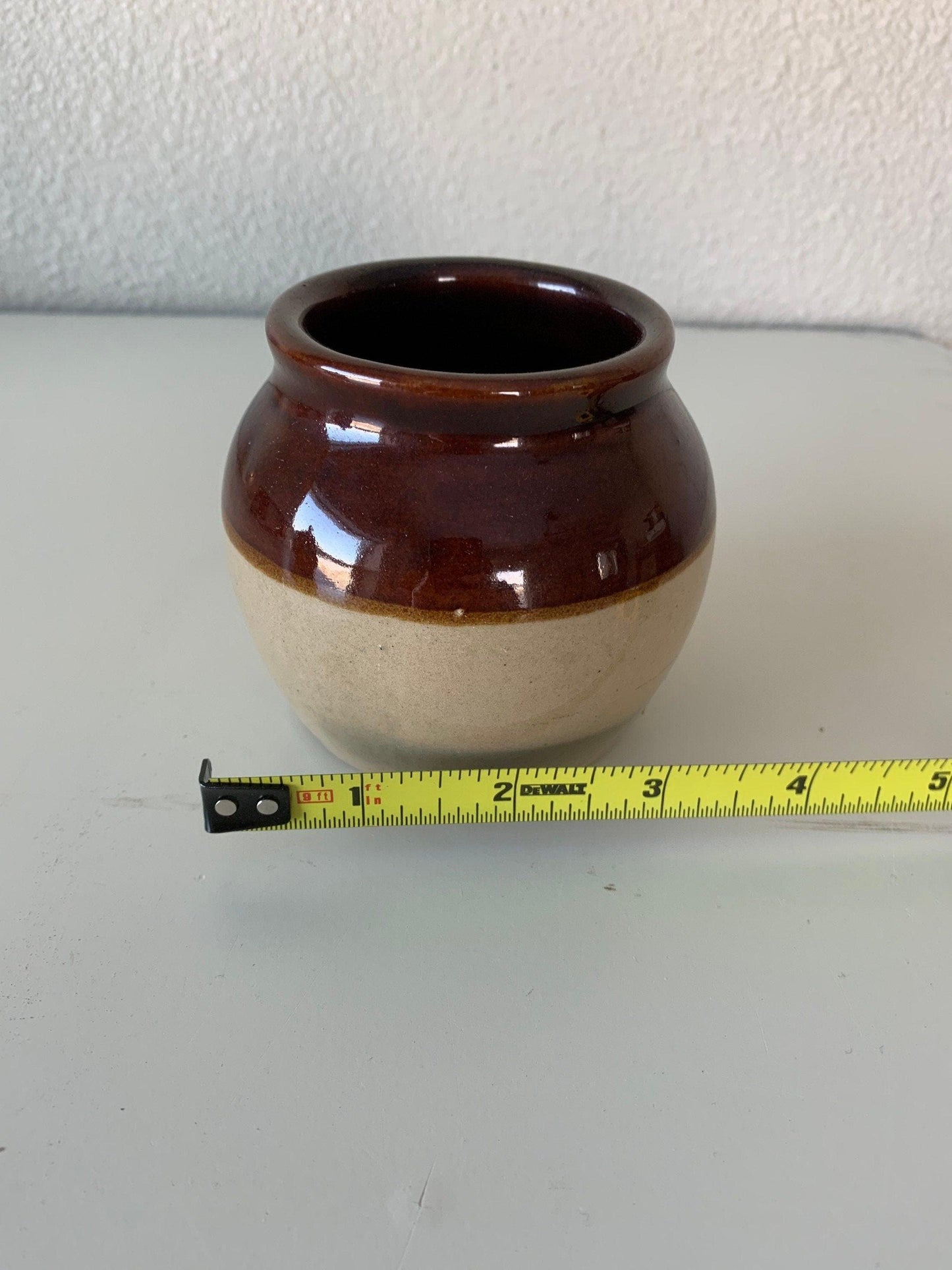 Vintage Sugar Bowl, Small Stoneware Pot, Brown Glazed Ceramic Kitchen Pottery -Located at Funkyhouse Vintage Antique Store, Weiser Idaho