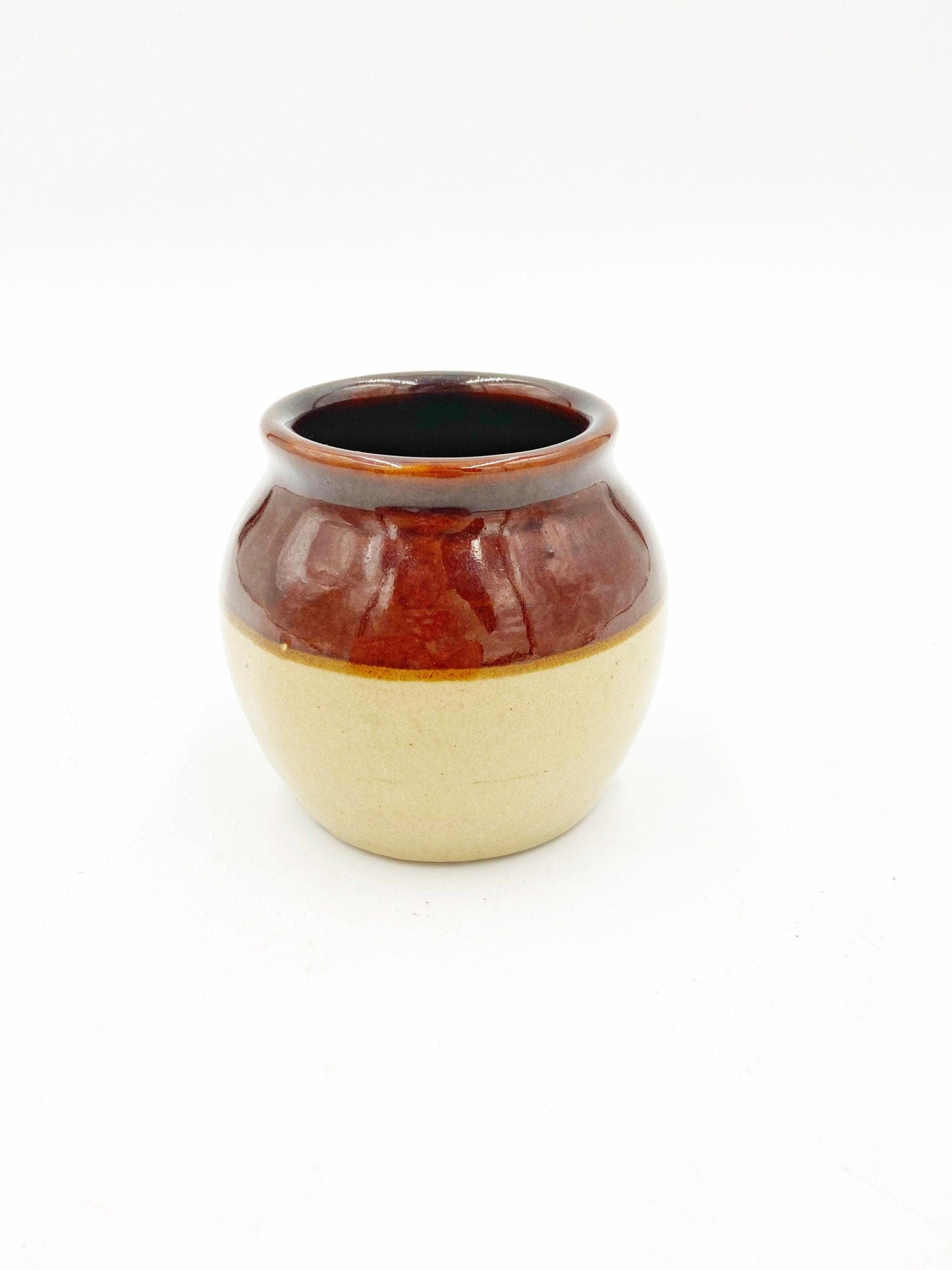 Vintage Sugar Bowl, Small Stoneware Pot, Brown Glazed Ceramic Kitchen Pottery -Located at Funkyhouse Vintage Antique Store, Weiser Idaho