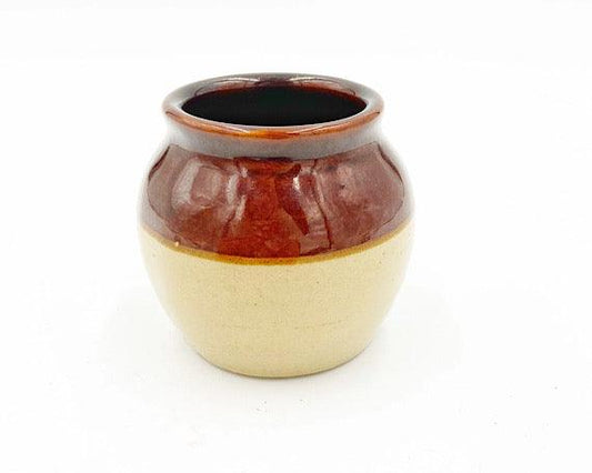 Vintage Sugar Bowl, Small Stoneware Pot, Brown Glazed Ceramic Kitchen Pottery -Located at Funkyhouse Vintage Antique Store, Weiser Idaho
