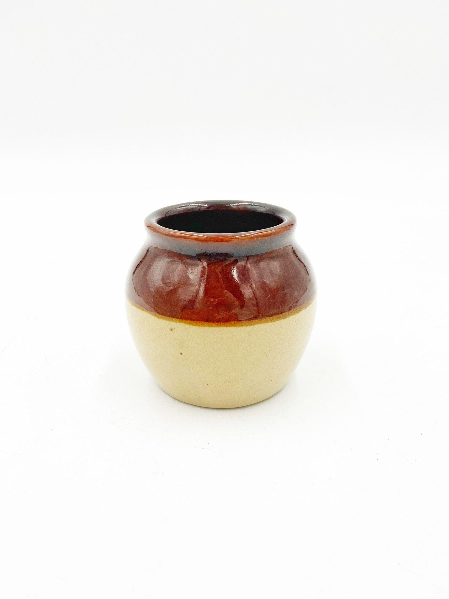Vintage Sugar Bowl, Small Stoneware Pot, Brown Glazed Ceramic Kitchen Pottery -Located at Funkyhouse Vintage Antique Store, Weiser Idaho