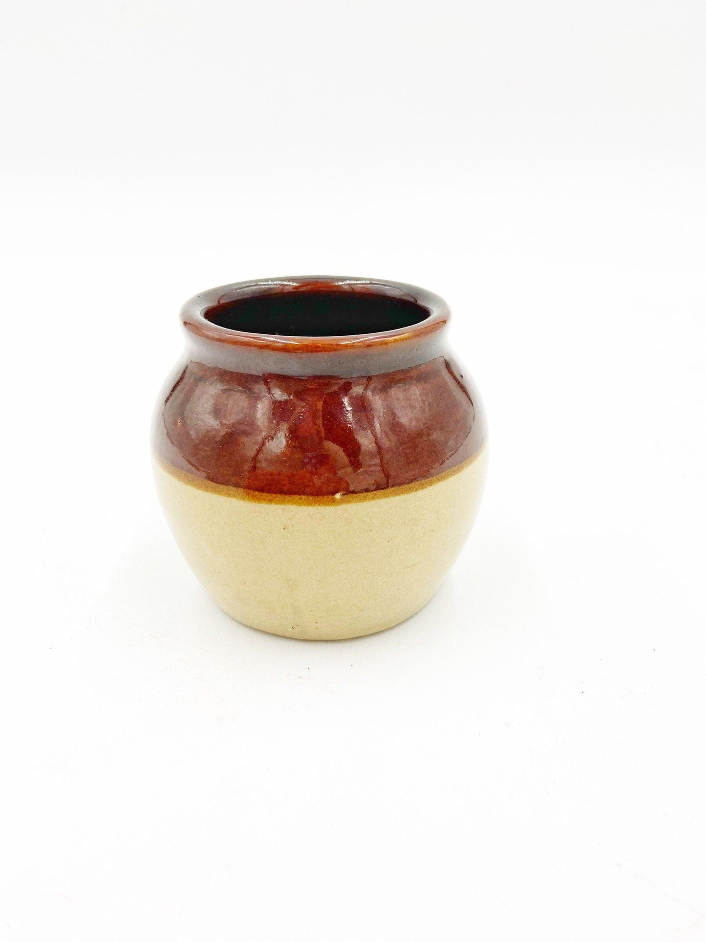 Vintage Sugar Bowl, Small Stoneware Pot, Brown Glazed Ceramic Kitchen Pottery -Located at Funkyhouse Vintage Antique Store, Weiser Idaho