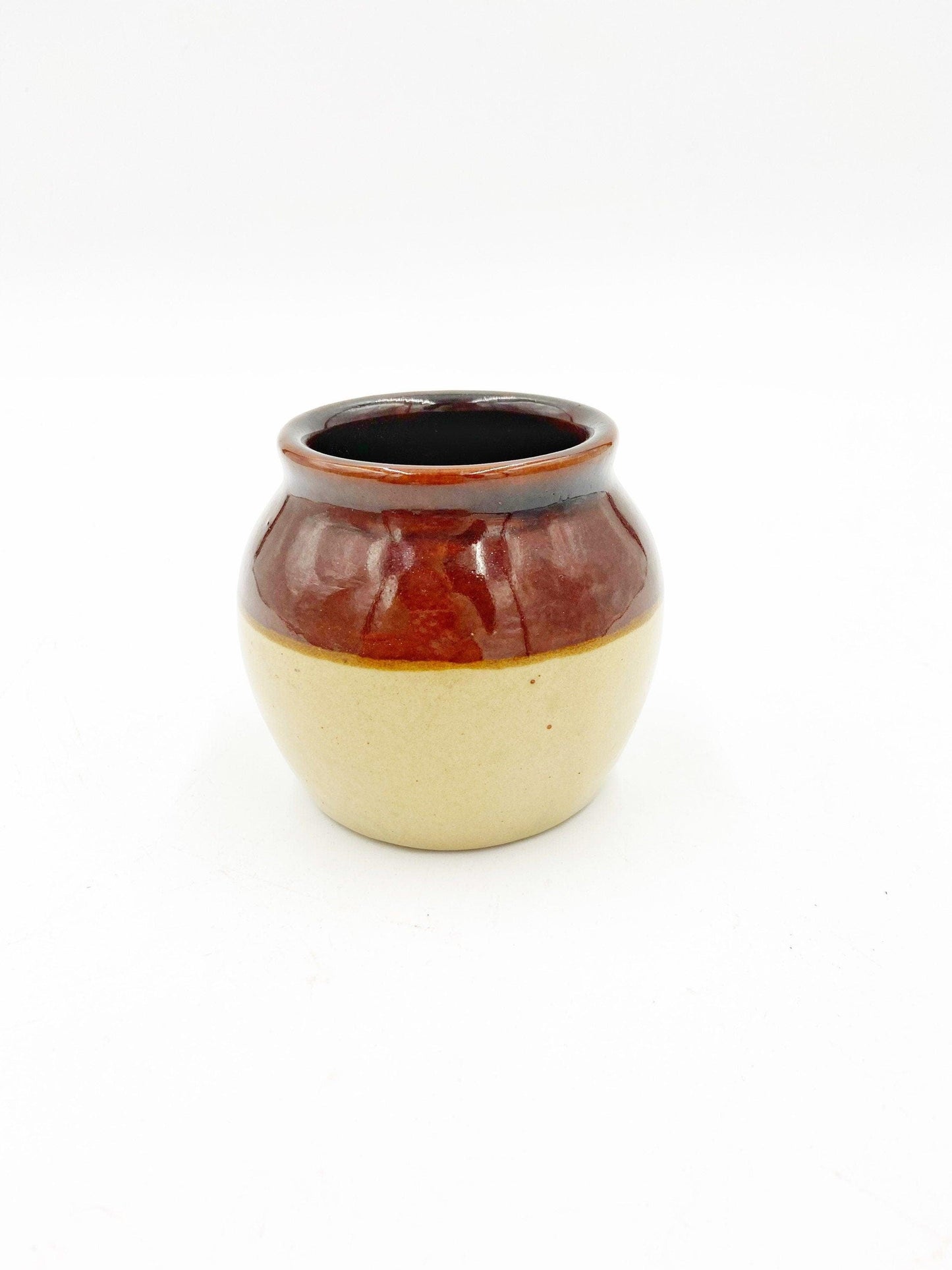 Vintage Sugar Bowl, Small Stoneware Pot, Brown Glazed Ceramic Kitchen Pottery -Located at Funkyhouse Vintage Antique Store, Weiser Idaho