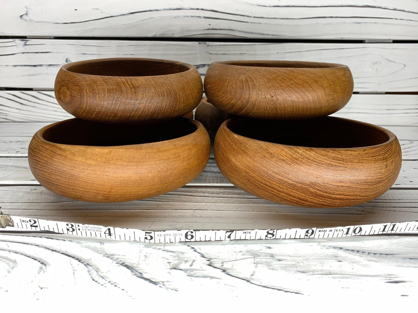 Vintage Teak Wood Salad Bowls, Mid Century Kitchen, Winsome Wooden Dessert Bowls -Located at Funkyhouse Vintage Antique Store, Weiser Idaho