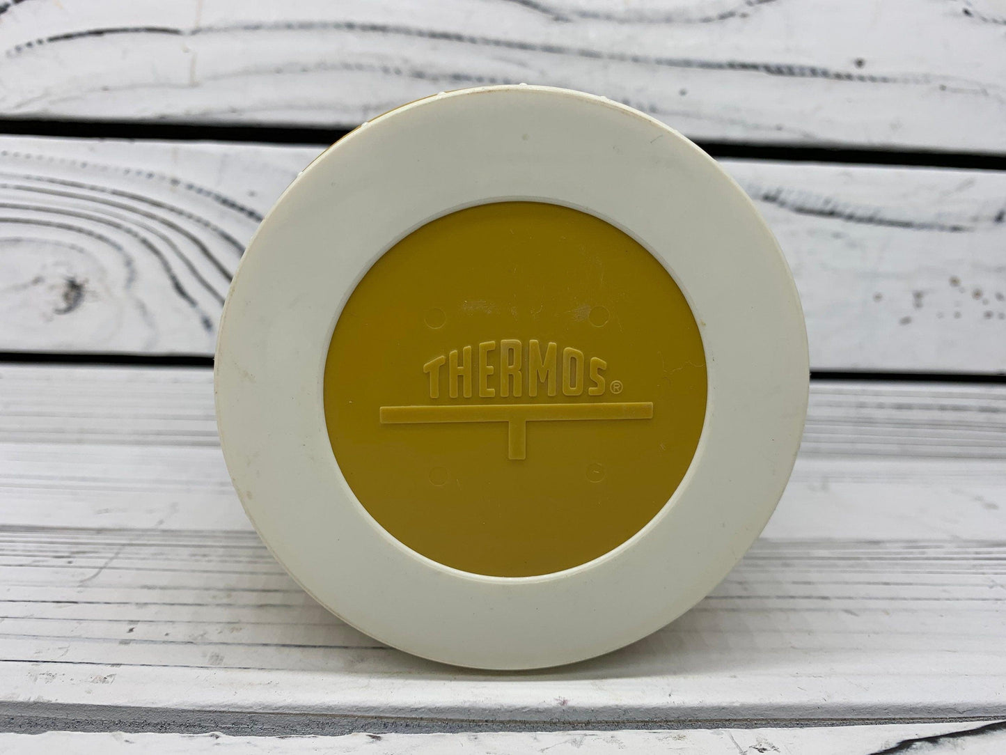 Vintage Thermos Metal Drink Or Soup Cup, Yellow Insulated Drink Warmer, 1970s Retro Kitchen -Located at Funkyhouse Vintage Antique Store, Weiser Idaho