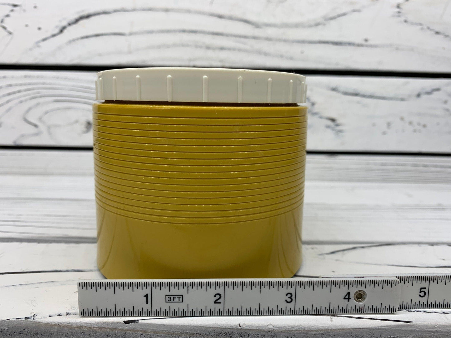 Vintage Thermos Metal Drink Or Soup Cup, Yellow Insulated Drink Warmer, 1970s Retro Kitchen -Located at Funkyhouse Vintage Antique Store, Weiser Idaho