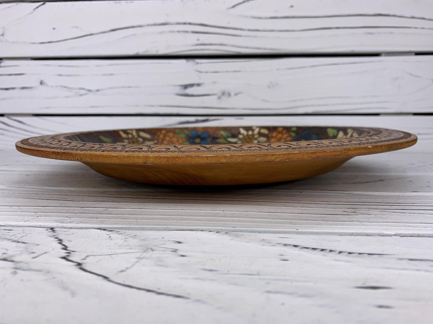 Vintage Tirol Innsbruck Wood Serving Plate, Hand Carved Austrian Platter -Located at Funkyhouse Vintage Antique Store, Weiser Idaho