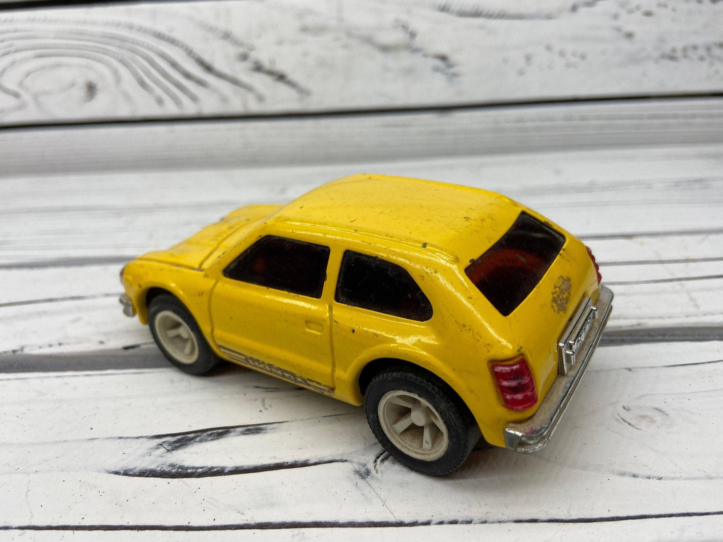 Vintage Tonka Honda Civic Pressed Steel, Yellow Car Sedan Toy -Located at Funkyhouse Vintage Antique Store, Weiser Idaho