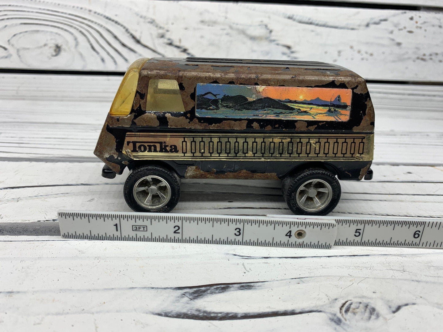 Vintage Tonka Metal Retro Van, 1970s Pressed Steel Die Cast Tonka Toys -Located at Funkyhouse Vintage Antique Store, Weiser Idaho