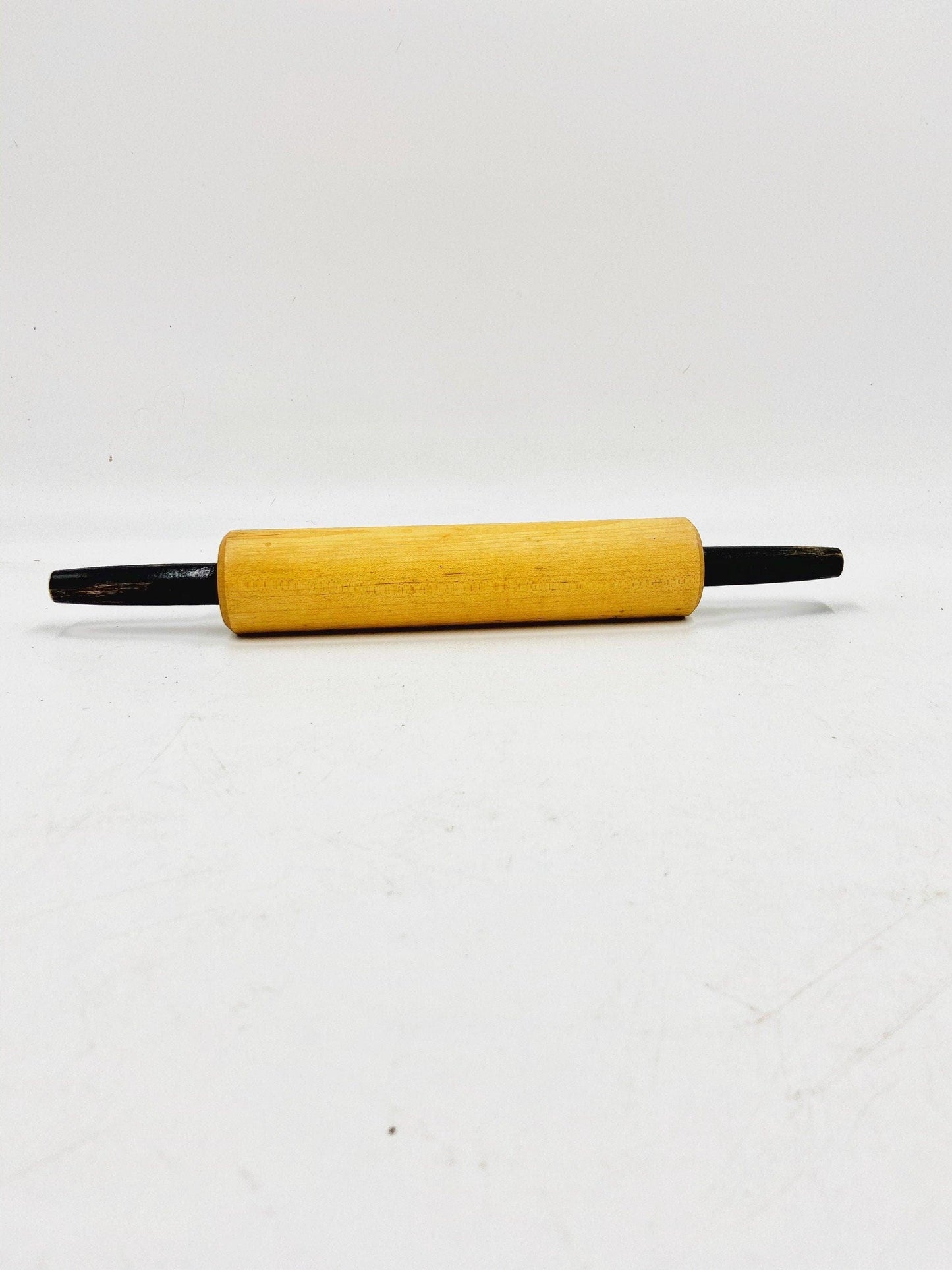 Vintage Wood Rolling Pin With Black Handles, Country Farmhouse Kitchen Decor, Gifts For Her, Cottage Style Decor -Located at Funkyhouse Vintage Antique Store, Weiser Idaho