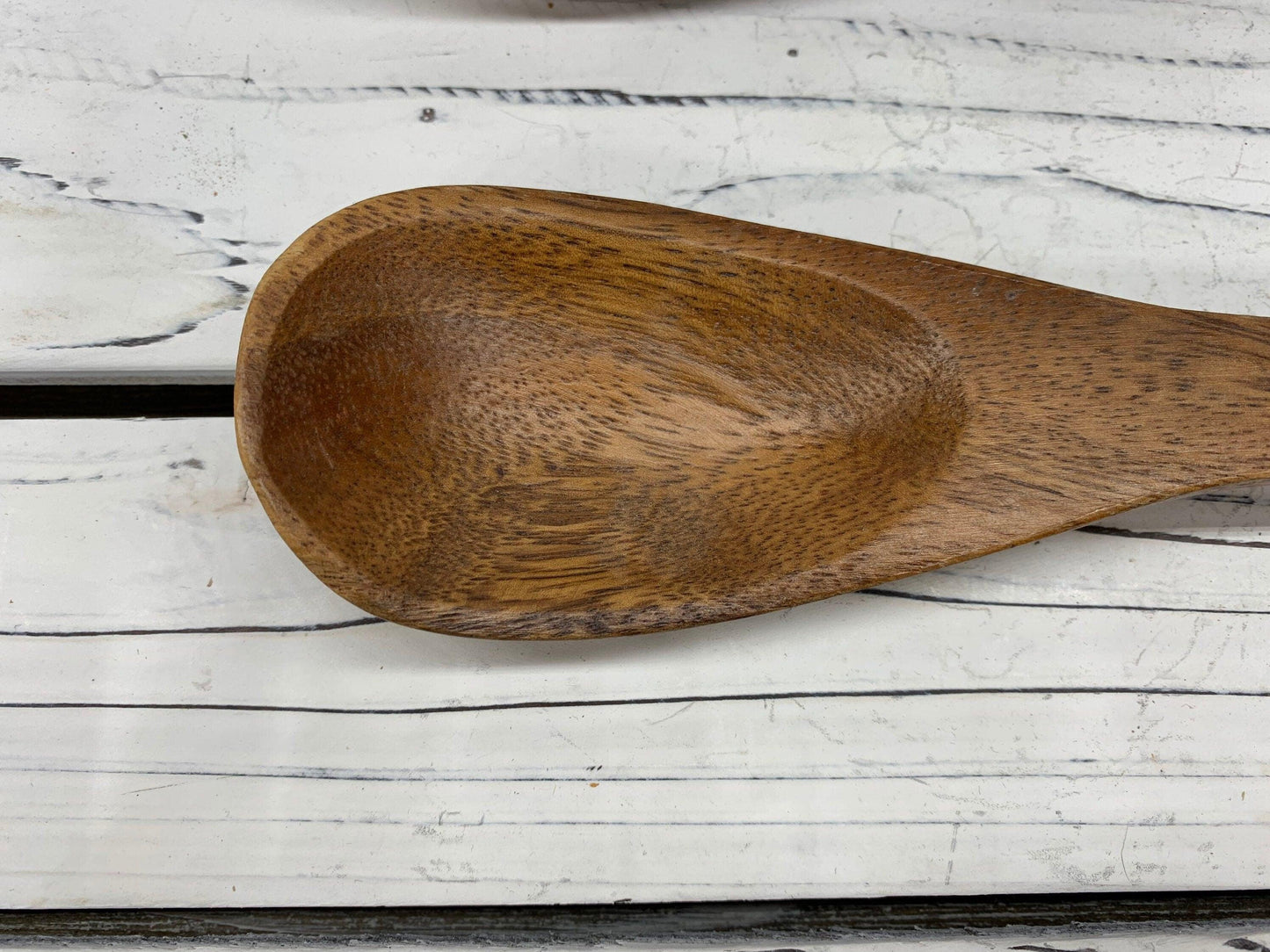 Vintage Wood Serving Bowl and Utensils Set, Mid Century Kitchen Serving Boat, Wooden Serving Fork and Spoon -Located at Funkyhouse Vintage Antique Store, Weiser Idaho