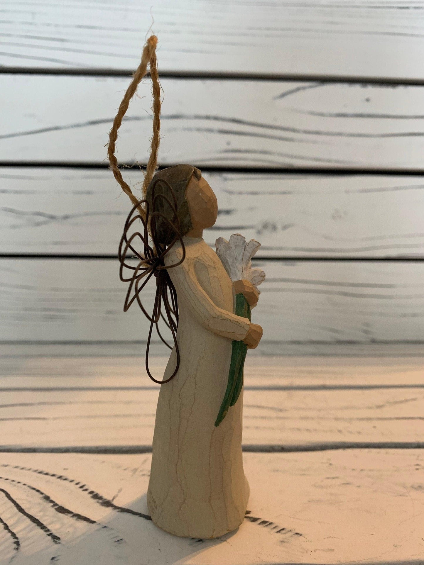 Willow Tree Angel of Beauty Ornament, Vintage Knick Knack Collectible Figurine, Retired Wood Angel With Wings -Located at Funkyhouse Vintage Antique Store, Weiser Idaho