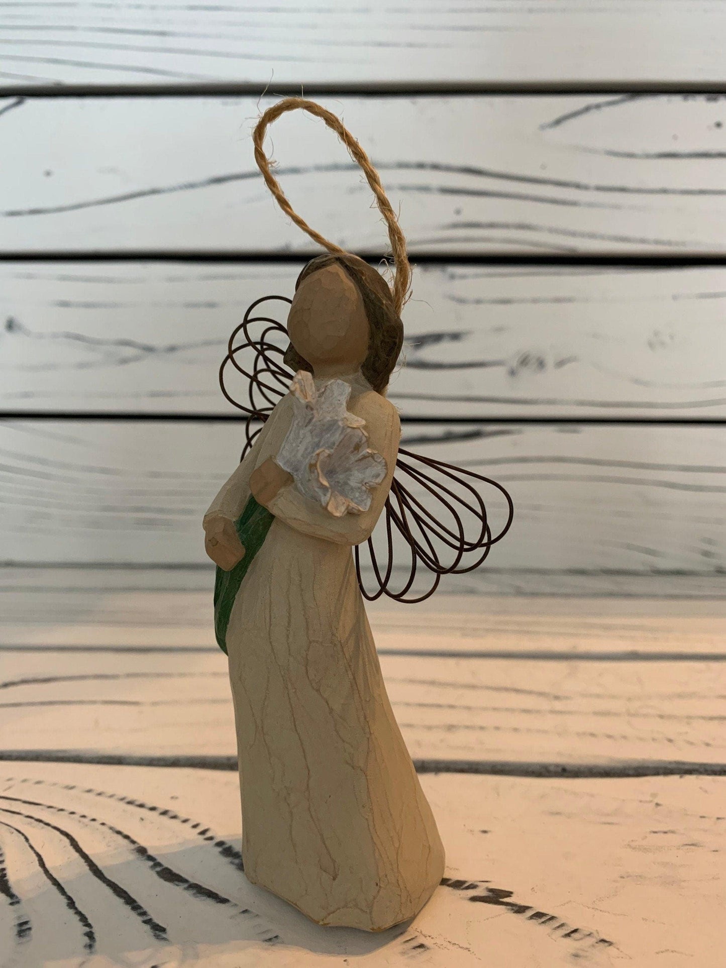Willow Tree Angel of Beauty Ornament, Vintage Knick Knack Collectible Figurine, Retired Wood Angel With Wings -Located at Funkyhouse Vintage Antique Store, Weiser Idaho