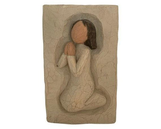 Willow Tree Bless and Keep All Safe Prayer Angel Plaque, Vintage Knick Knack Collectible Figurine, Wood Angel -Located at Funkyhouse Vintage Antique Store, Weiser Idaho