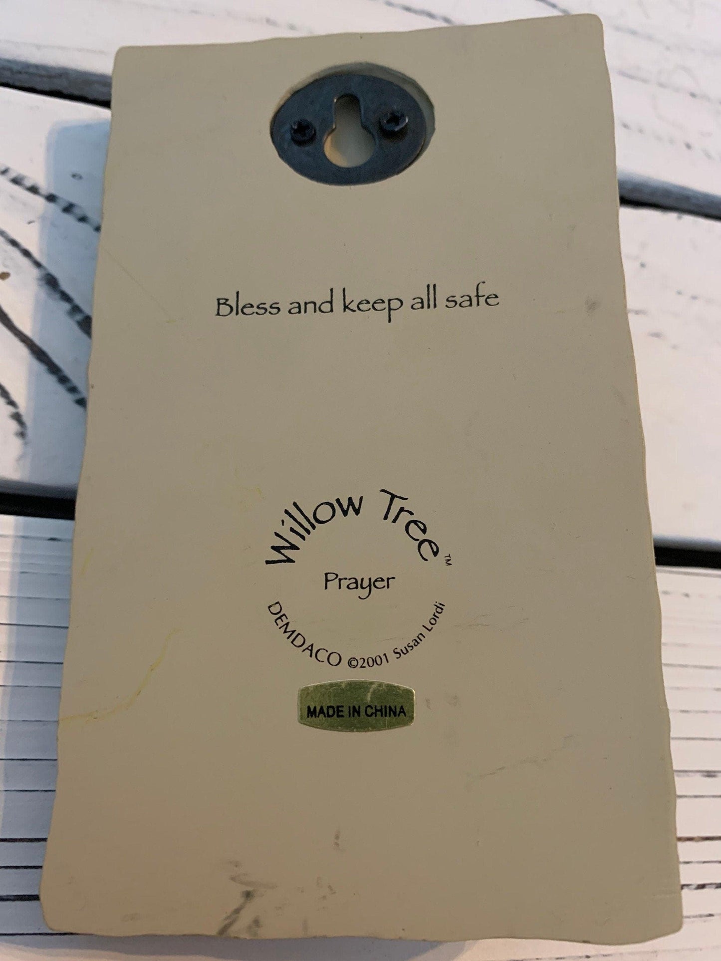 Willow Tree Bless and Keep All Safe Prayer Angel Plaque, Vintage Knick Knack Collectible Figurine, Wood Angel -Located at Funkyhouse Vintage Antique Store, Weiser Idaho