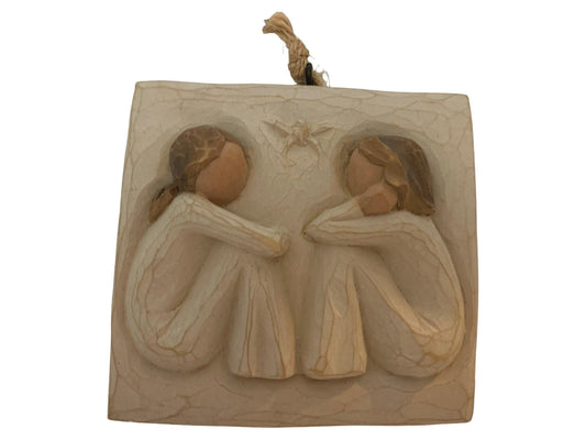 Willow Tree Friendship Angel Plaque, Vintage Knick Knack Collectible Figurine, Wood Angels -Located at Funkyhouse Vintage Antique Store, Weiser Idaho