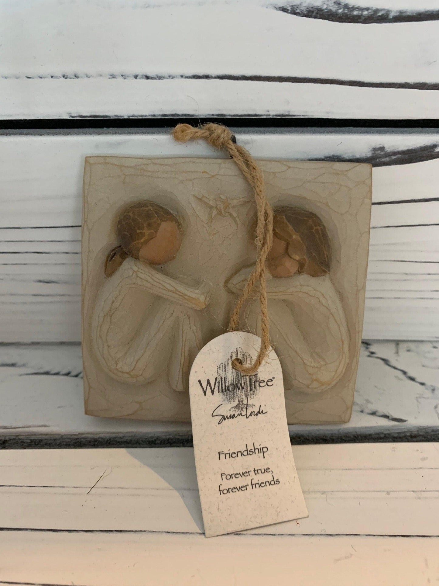 Willow Tree Friendship Angel Plaque, Vintage Knick Knack Collectible Figurine, Wood Angels -Located at Funkyhouse Vintage Antique Store, Weiser Idaho