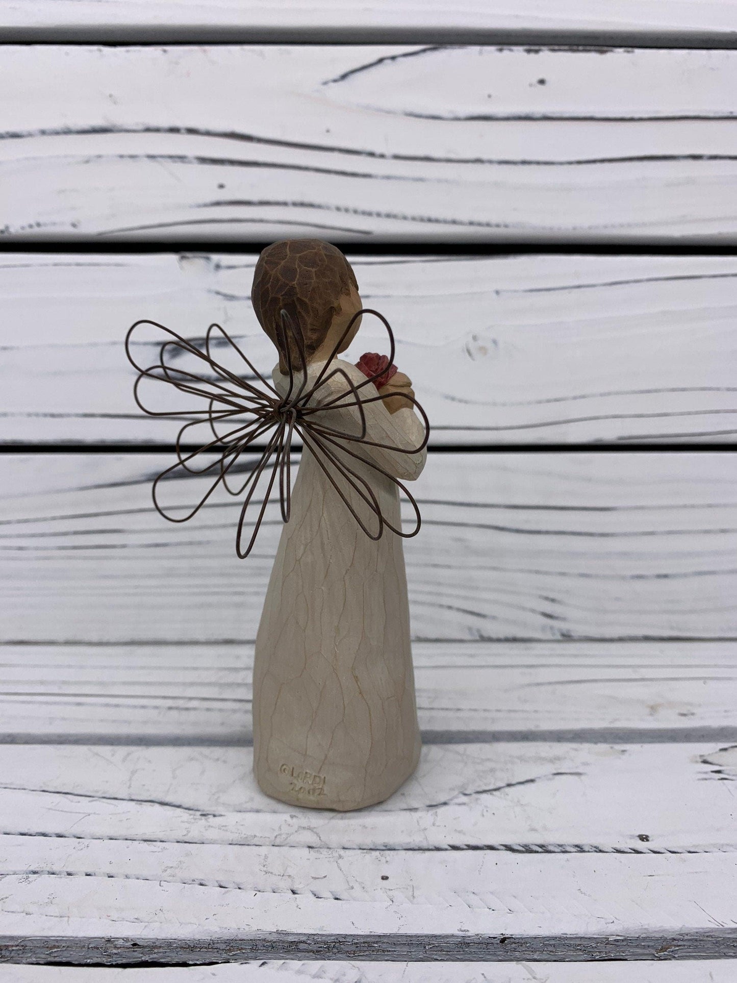 Willow Tree Loving Angel, Vintage Knick Knack Collectible Figurine, Wood Angel With Wings -Located at Funkyhouse Vintage Antique Store, Weiser Idaho
